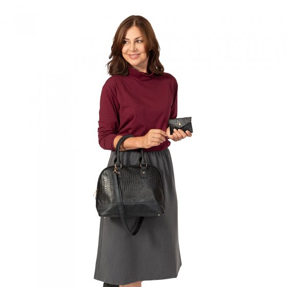 Lederen handtas met portemonnee 