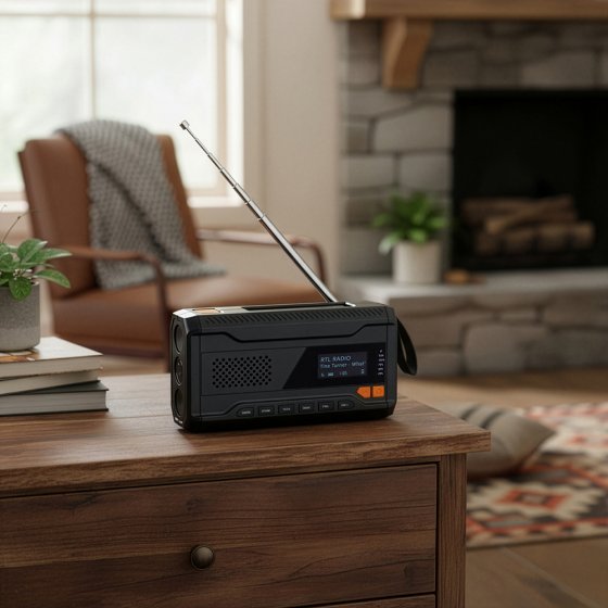 DAB+-radio met handmatige oplader en zonne-energie 