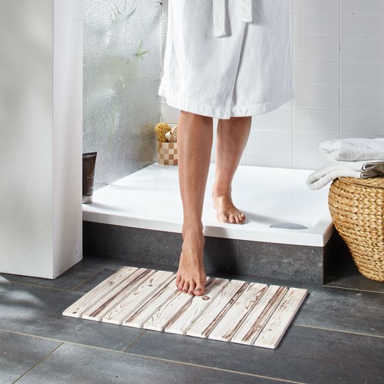 Tapis de bain en kieselgur aspect bois 