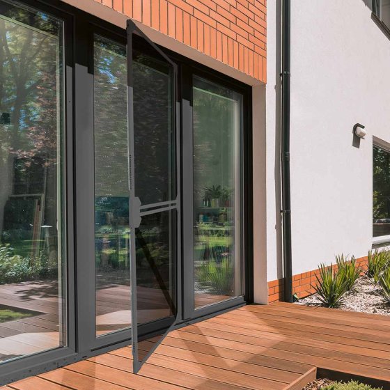Moustiquaire télescopique pour portes de balcon et de terrasse, anthracite 