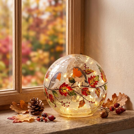 Boule de verre LED « L'automne » 