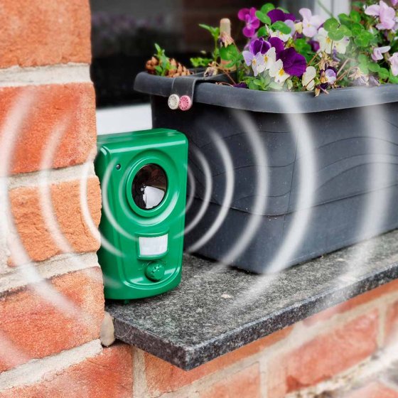 Op batterijen werkend afweersysteem tegen katten en honden 