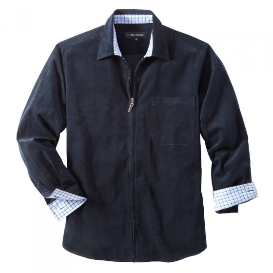 Cordoverhemd met deelbare ritssluiting als set 3XL (47/48) | Beige#Marine