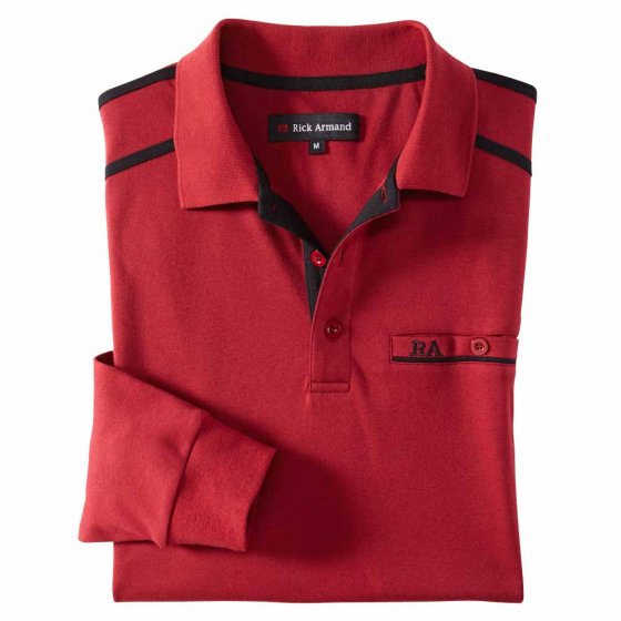 Interlock-shirt met contrasten als set 3XL (128/132) | Donker rood#Grijs