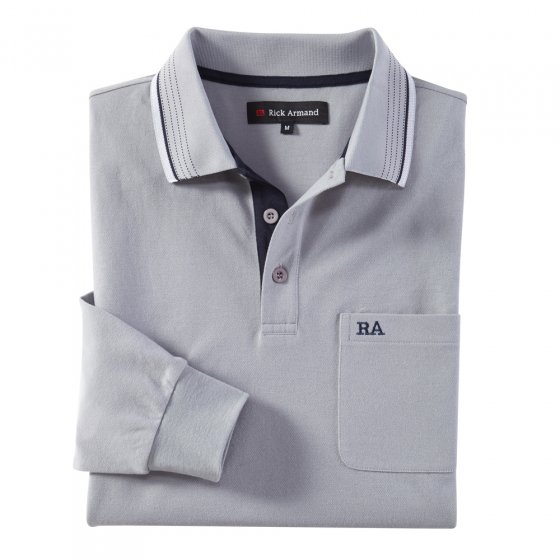 T-shirt piqué à manches longues, marine XXL (120/124) | Marine