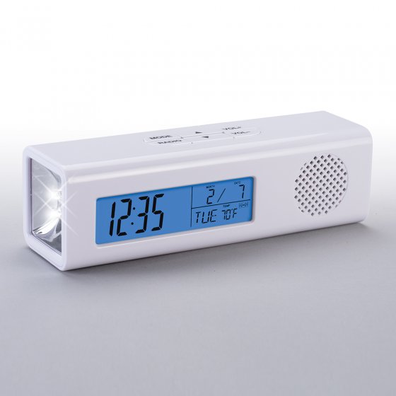 le radio-réveil multifonction avec lampe de poche intégrée 