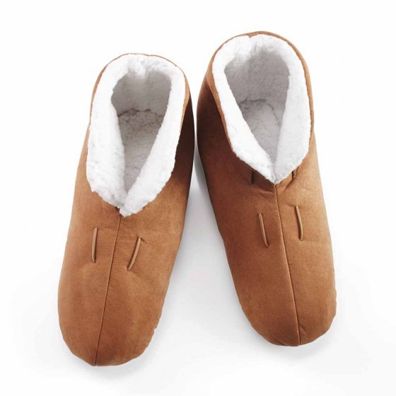Pantoffels van leer en bont 