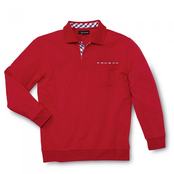Poloshirt m.lange mouwen,Rood 3XL | Rood