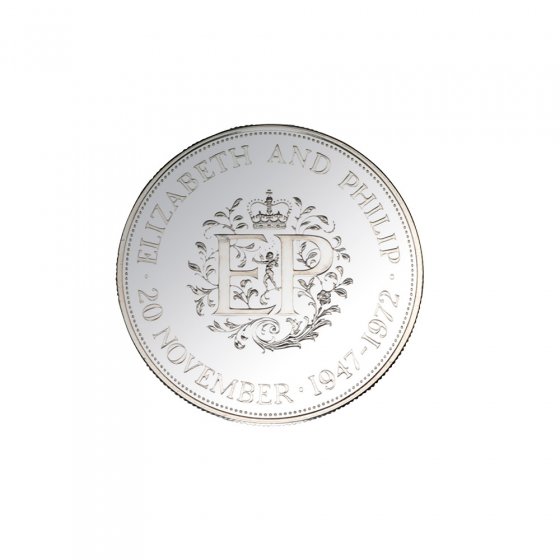 25 pence zilveren huwelijksjubileum van Elizabeth II en prins Philip 