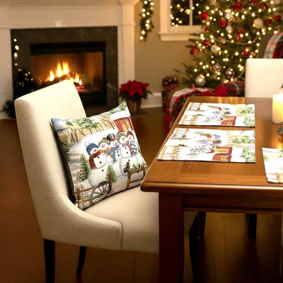 Gobelin kussenhoes sneeuwman 