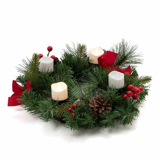 Couronne de Noël avec 4 bougies LED 