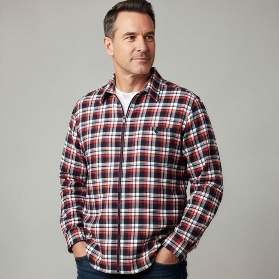 Chemise de flanelle zippée 