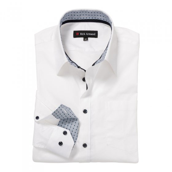 Chemise stretch avec contrastes en lot 3XL (47/48) | Blanc#Bleu clair