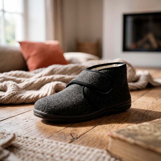 Chaussons à velcro et laine d’agneau 