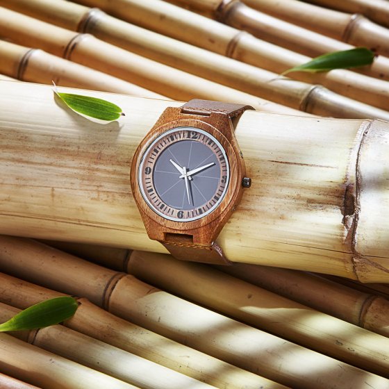 Horloge op zonne-energie ’Bamboe’ 