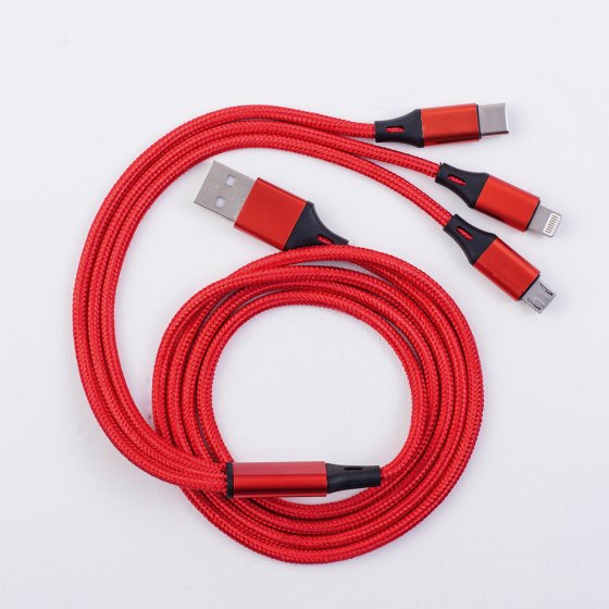 USB-oplaadkabel 3-in-1 Rood