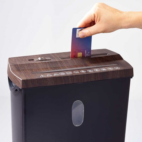 Multifunctionele papierversnipperaar in houtlook 