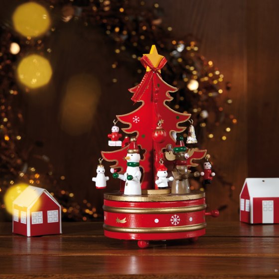 Boîte à musique sapin de Noël Rouge