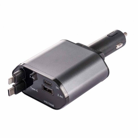 Chargeur 4 en 1 câbles intégrés pour voiture 