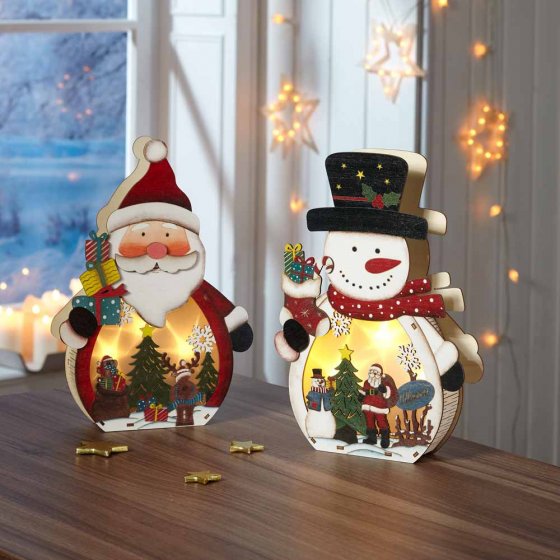 Set de 2 figurines de Noël LED 