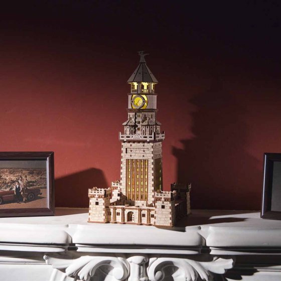 Houten model vuurtoren van Alexandrië 