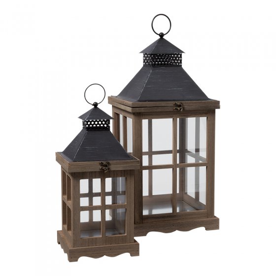 Lot de 2 lanternes en bois 