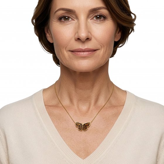 Collier papillon en ambre 