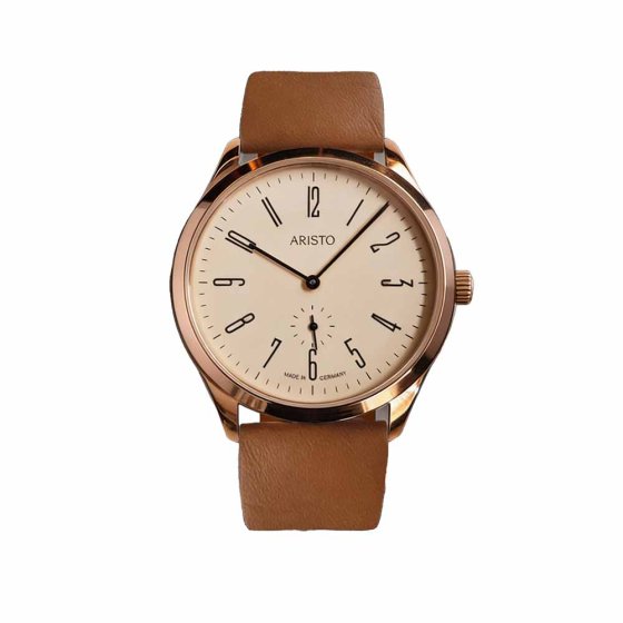 Herenhorloge rosé met leren bandje 