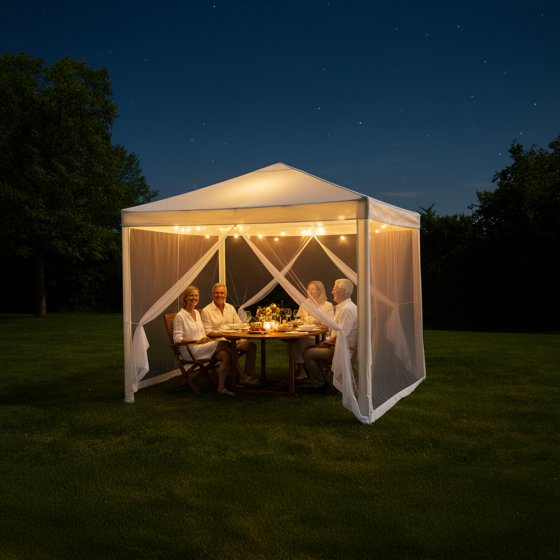 Tuinhuisje met ingebouwd muskietennet 