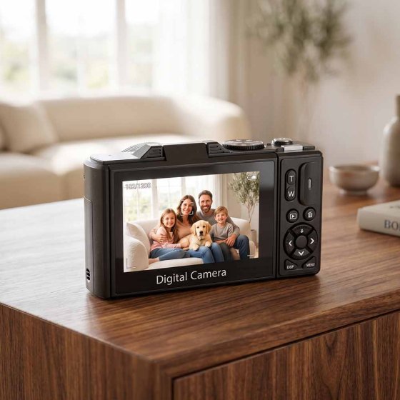 Digitale camera met uitklapbaar scherm 