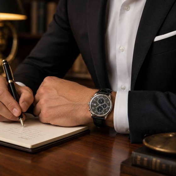 Montre de luxe pour homme avec bracelet en cuir 