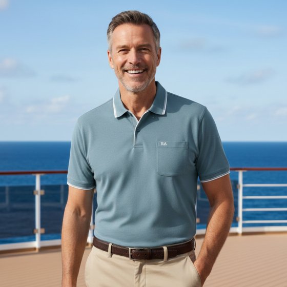 Stretch-poloshirt 3XL (128/132) | Rook blauw