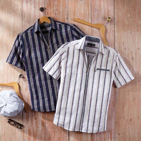 Chemise zippée en seersucker 