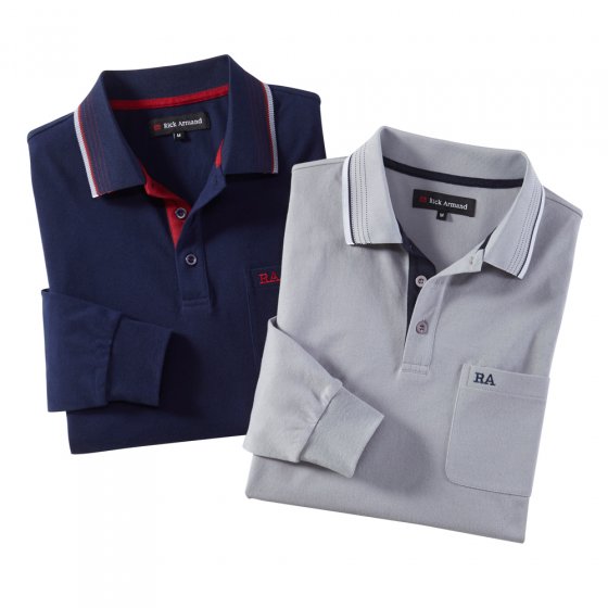 T-shirt piqué à manches longues, marine XXL (120/124) | Marine