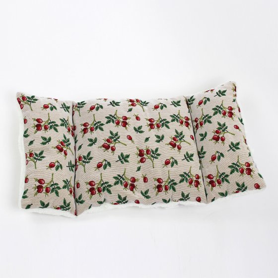 Rugkussen, rozenbottelmotief 