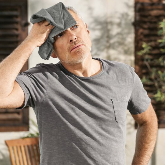 Verkoelende handdoek set van 2 blauw/grijs 