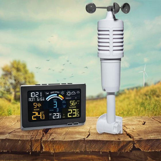 Station météo radio-pilotée avec anémomètre 