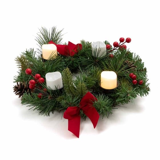 Couronne de Noël avec 4 bougies LED 