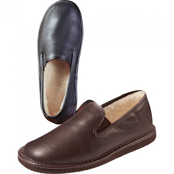 Chaussons doublés d.laine,marr 46 | Marron