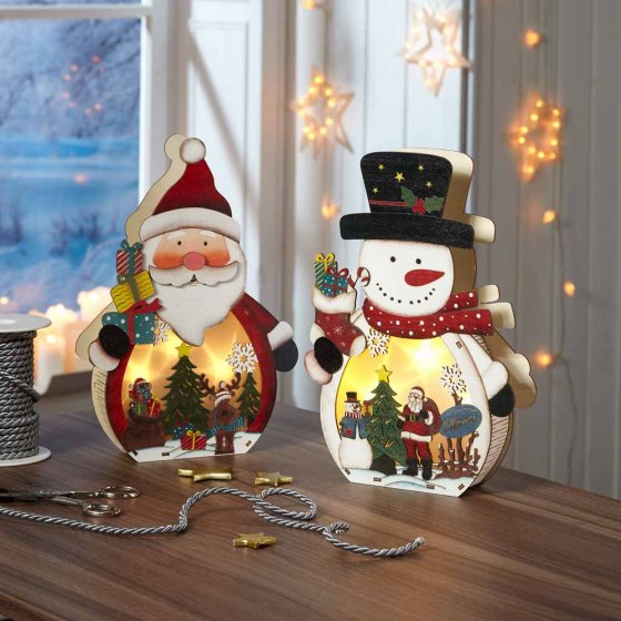 Set de 2 figurines de Noël LED 