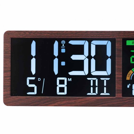 Digitale weerstation met radio-gestuurde klok "Hout" 