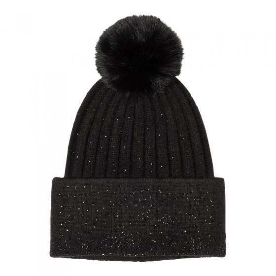 Bonnet tricoté avec paillettes Ecru