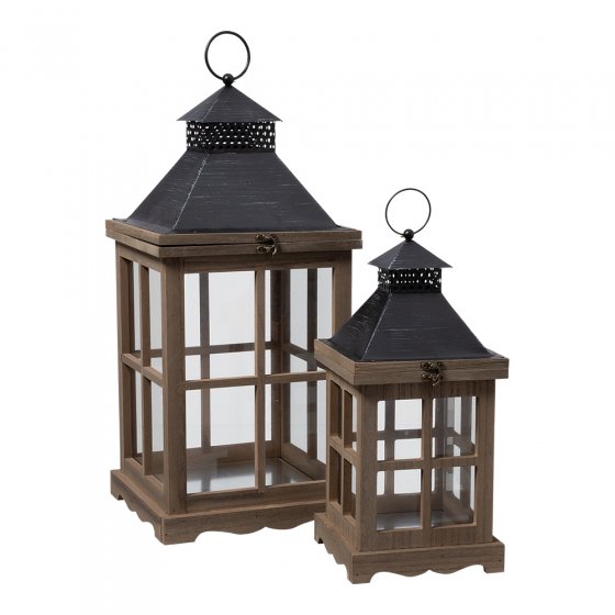 Lot de 2 lanternes en bois 