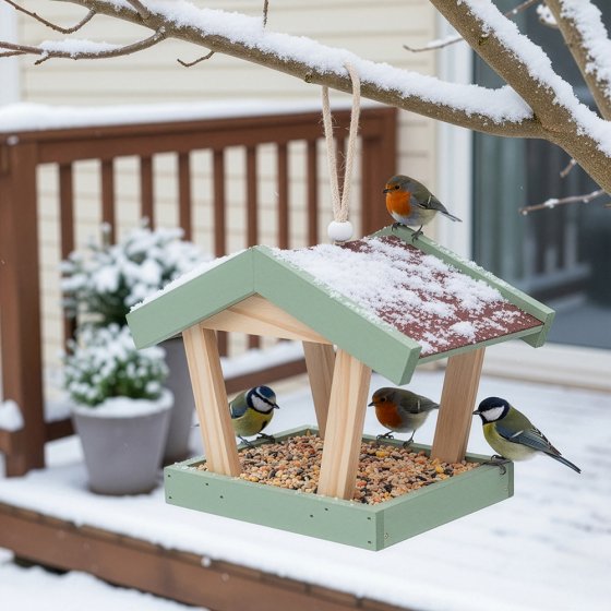 Mangeoire pour oiseaux en bois 