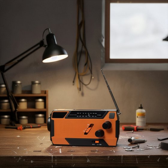 Radio à manivelle et solaire avec câbles de recharge intégrés 
