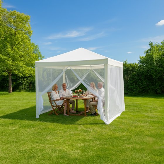 Tuinhuisje met ingebouwd muskietennet 