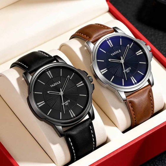 Montre pour homme avec bracelet en cuir Marron