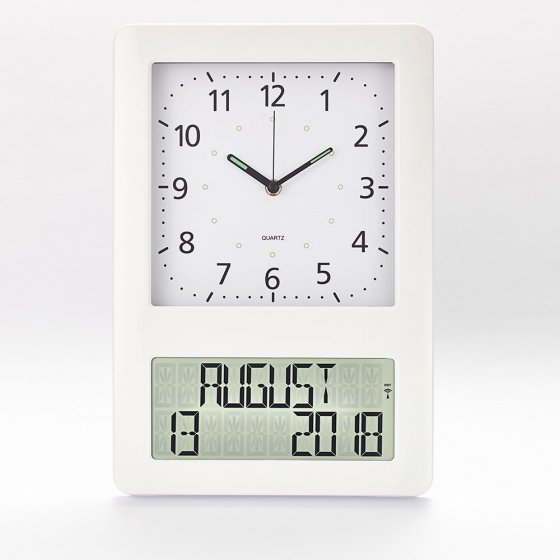 Horloge murale radio-pilotée avec date 
