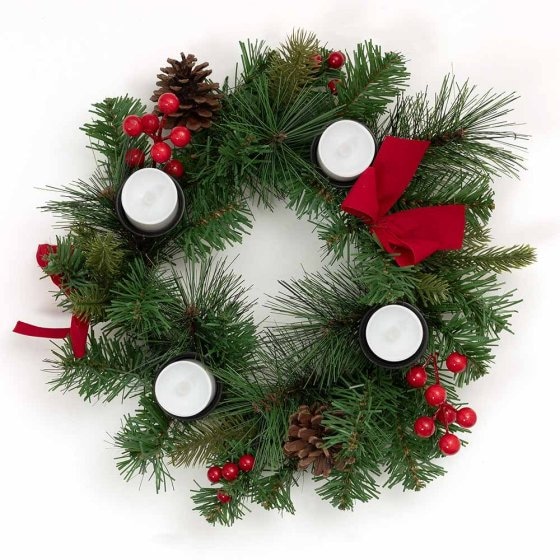 Couronne de Noël avec 4 bougies LED 