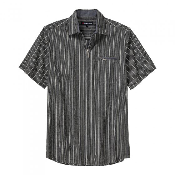 Chemise en seersucker avec fermeture éclair 3XL (47/48) | Beige